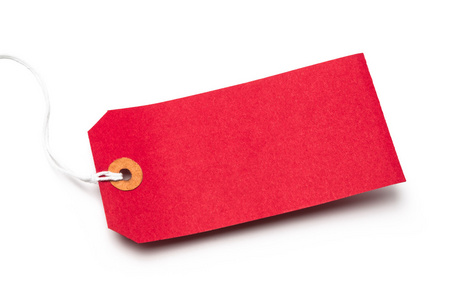 红色纸板或孤立在白色的纸行李标签