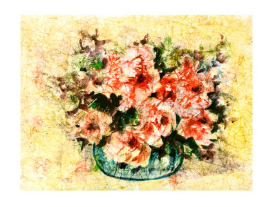 原始水彩花卉绘画
