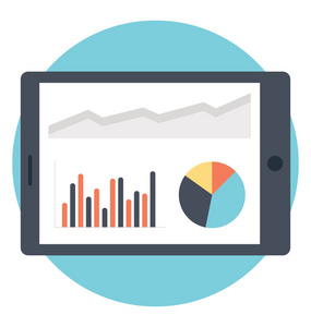移动屏幕上的条形图和饼图, 分析研究平面矢量图标