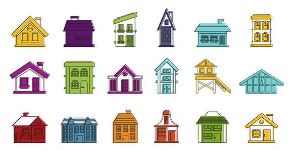 房子图标集, 颜色轮廓样式