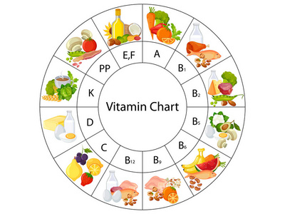 维生素食品的生物学教育图表图