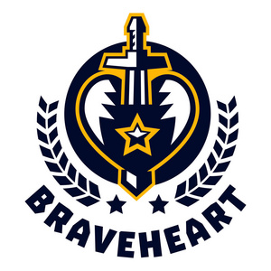 剑刺穿心脏, 被花圈包围.中世纪和战争的象征.矢量插图.平面样式照片