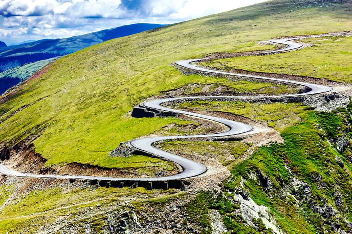 美丽的夏天景观与 Transalpina 路