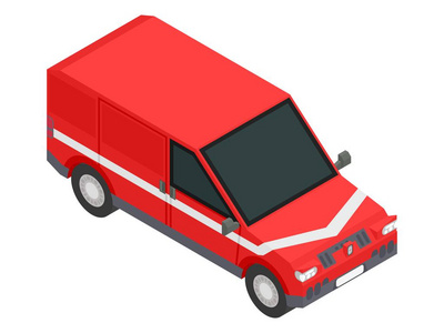 运输货物的红色等轴车辆矢量图像