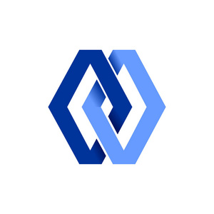 双菱形蓝色链链接矢量符号图形徽标设计模板照片