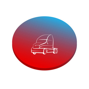红色和蓝色背景的大车插图