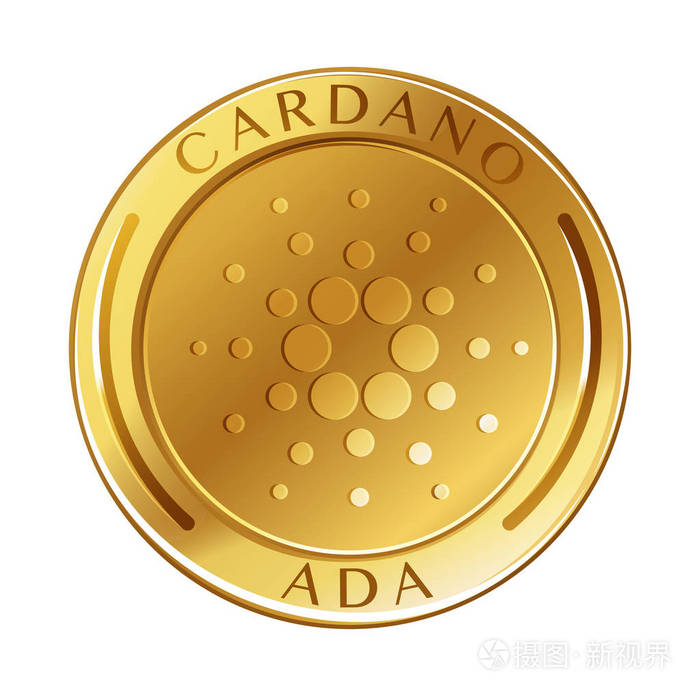 白色背景上的 Cardano 硬币