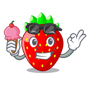 草莓片, 清爽的粉红色水果冰淇淋水果冰淇淋配蓝莓野莓冰淇淋与新鲜