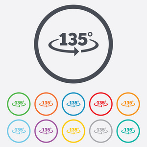 135 度角符号图标。几何数学符号