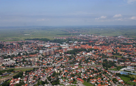 Varazdin 的鸟瞰图, 城市在克罗地亚西北部