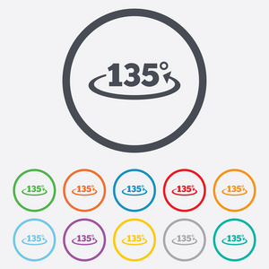 135 度角符号图标。几何数学符号