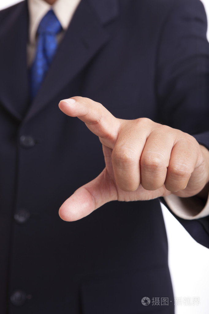 显示他的食指的商人