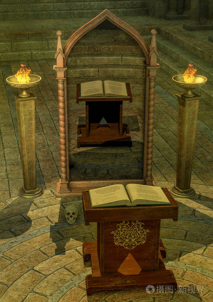 神秘的镜子与魔法祭坛