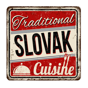 传统斯洛伐克菜老式生锈的金属标志