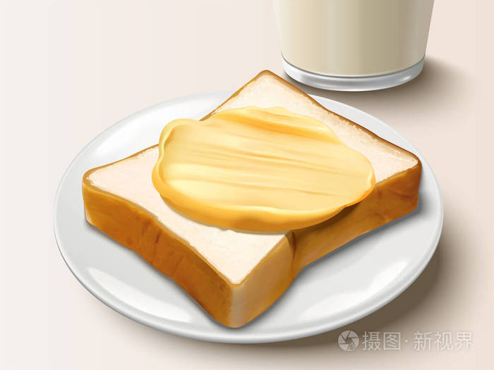 黄油涂在面包上