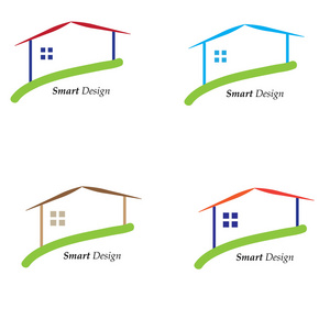 颜色中四个颜色变化的房子徽标