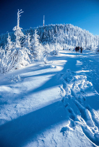 莱莎 Moravskoslezske Beskydy 山脉在冬天的捷克共和国