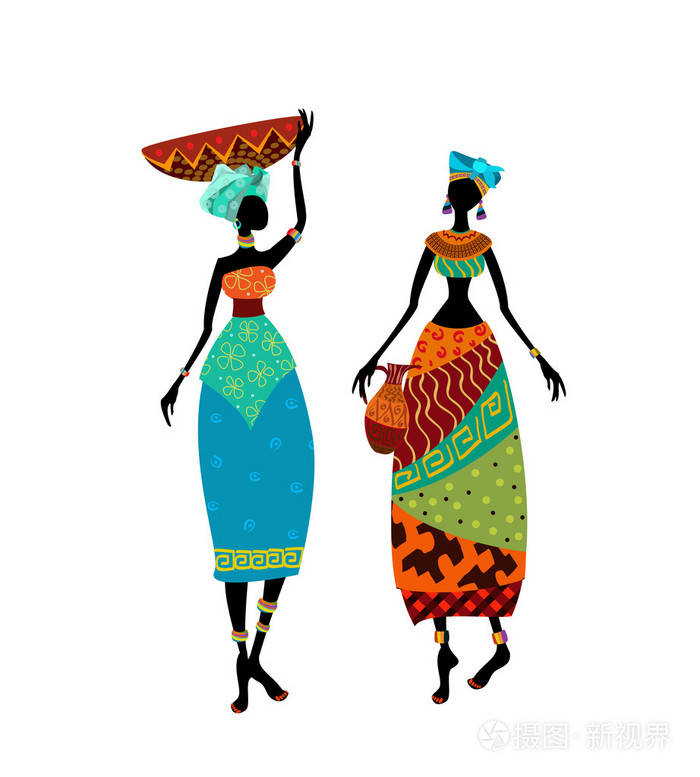 传统服饰美丽的非洲女人插画-正版商用图片07xe7o-摄图新视界