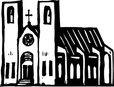 教会的大教堂的木刻插图