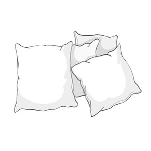 枕头艺术枕头隔离白枕床枕的素描矢量插图