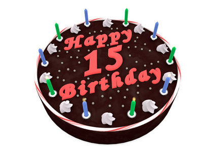 15 岁生日的巧克力蛋糕照片