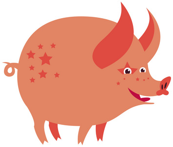 粉红色的卡通小猪与明星