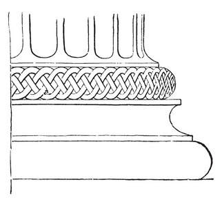在弥 Polias 寺的阁楼基地, 最经常发生, 由两个由 cavetto 分隔, 底座作为基础, 复古线条画或雕刻插图