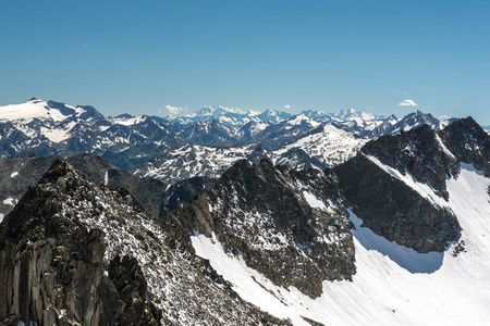从 Gemsstock 峰看美夏瑞士阿尔卑斯山
