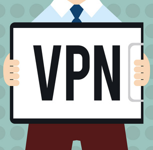 概念性手写显示 Vpn. 商务照片文本通过配置的服务器重定向到 Internet 的连接