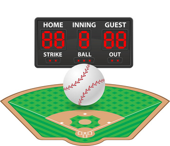 棒球运动数字记分牌矢量插图