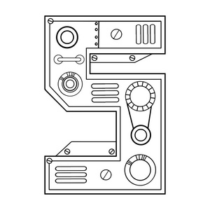 机械数5雕刻矢量图