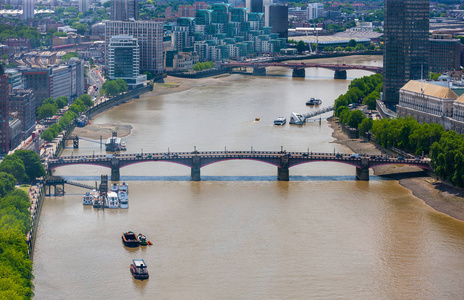 兰贝斯地区泰晤士河兰贝斯大桥鸟瞰图, 伦敦, 英格兰