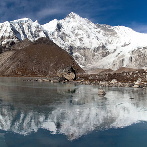 奥尤陶勒奥尤陶勒基地珠穆朗玛峰尼泊尔喜马拉雅山cho 的镜像观