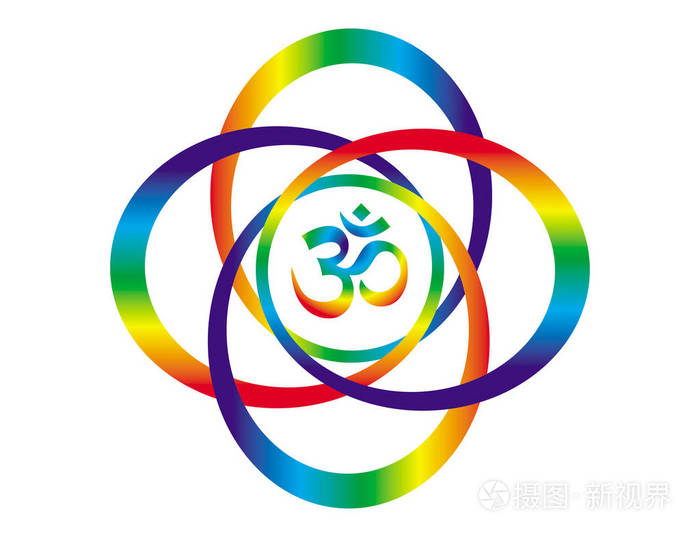 彩虹曼荼罗与真理的标志om抽象的艺术对象精神佛教符号