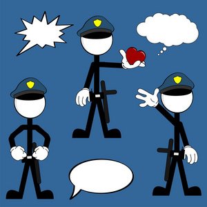 警方人象形图卡通套