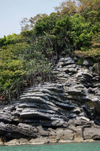 卡农省海中的煎饼岩石岛, 佛斯里兰卡, 泰国南部的旅行