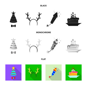 党和生日标志的向量例证。网上聚会和庆典股票符号集