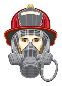 消防面具戴着面具的消防员照片