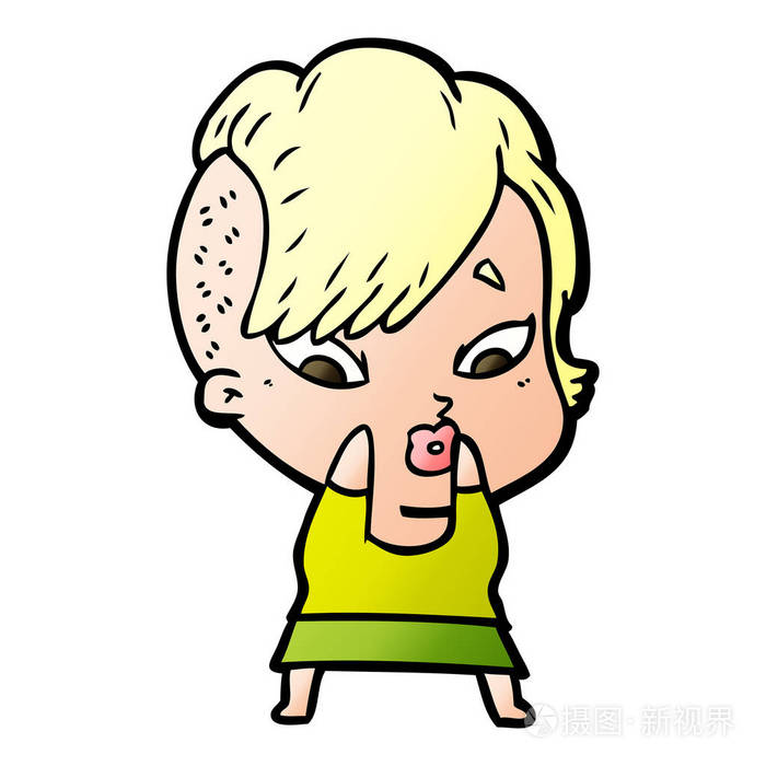 卡通人物惊喜女孩的矢量插图