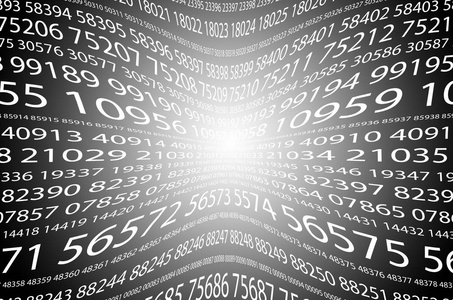 在黑色背景下, 一组扭曲的五位数字白色数字的抽象背景图像.