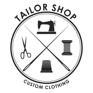 矢量老式裁缝图标符号设置不同的标签或徽标设置为裁缝店测量胶带, 针