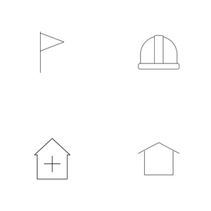 建筑物和建筑简单的线性图标设置。概述的矢量图标