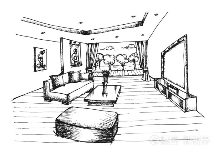 手绘客厅的室内设计