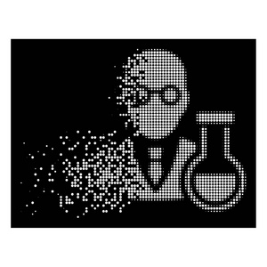 白色破坏点缀的半色调化学家图标