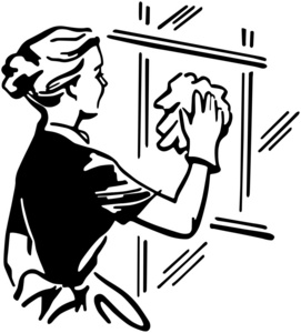 在家里的女人清洗窗口