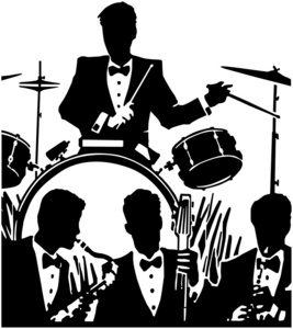 单簧管的画爵士乐队照片