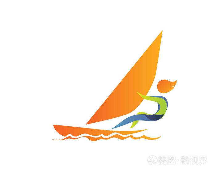 现代夏季运动标志符号帆船运动员剪影