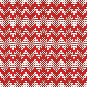 红色和白色针织矢量模式或冬季曲折曲折背景平铺