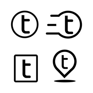 在白色背景上的字母 T。社会媒体标志。设计模板。平面设计