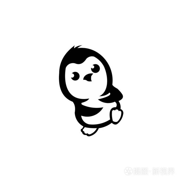 企鹅鸟动物剪影卡通矢量图标